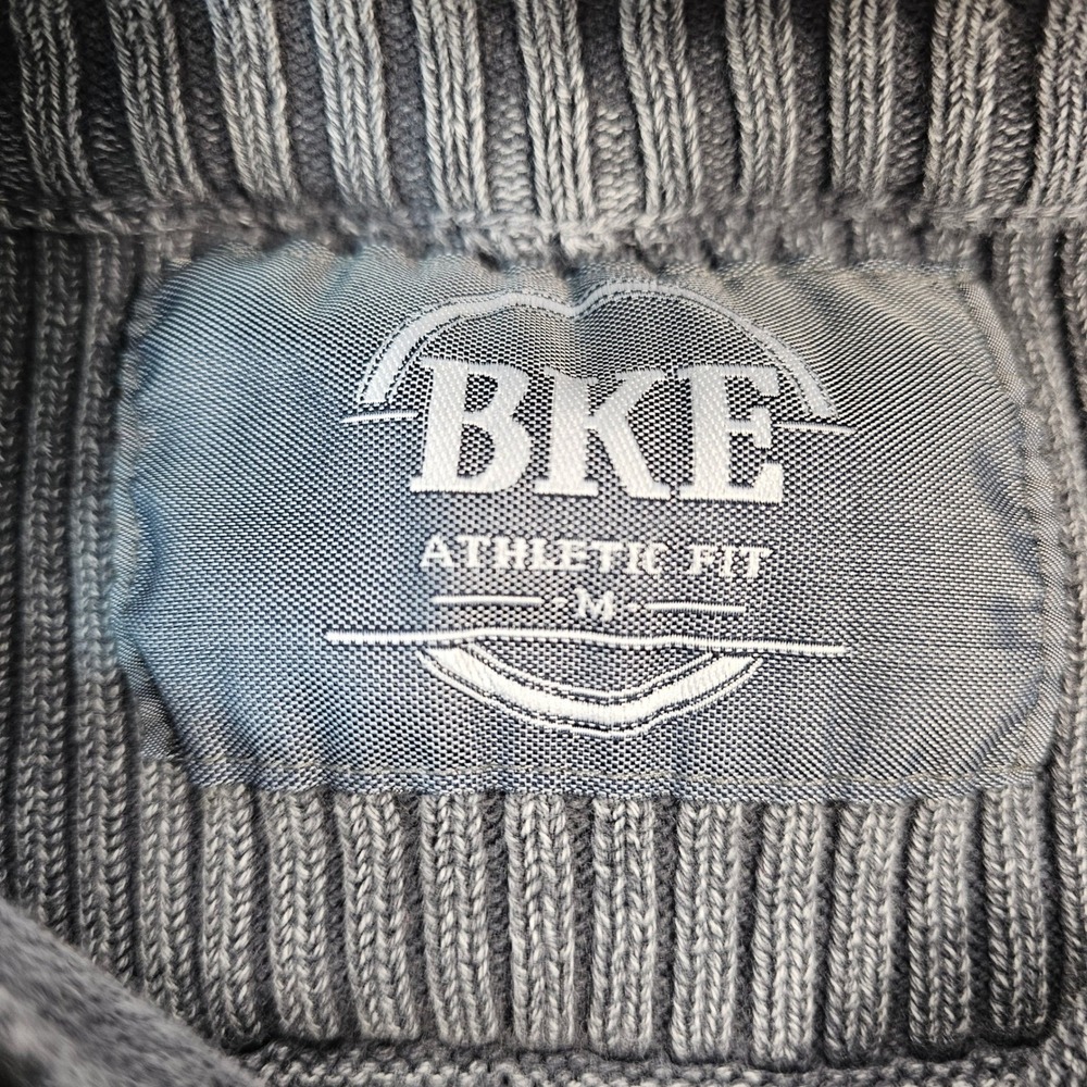 BKE Athletic Mens Full Zip Ribbed Knit Sweater Charcoal Gray Mock Neck L - Picture 4 of 16